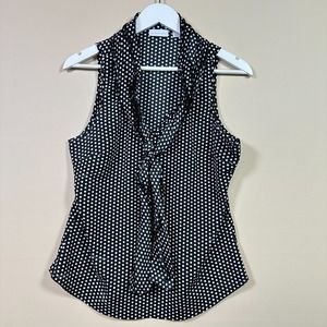 New York & Company Polka Dot Sleeveless Top Black White Size‎ M